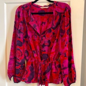 Rebecca Taylor Floral Shirt 100% silk - size M